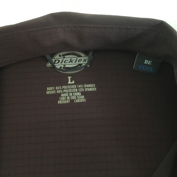 DICKIES COOLING WOVEN 4 WAY FLEX LONG SLEEVE BUTTON DOWN RUST COLORED MEN SHIRT - Picture 4 of 5